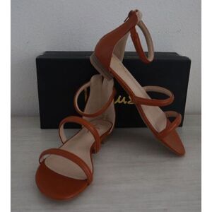 Lulus Women's Sz 8 Tan Quin Faux Leather Gladiator Flat Sandals